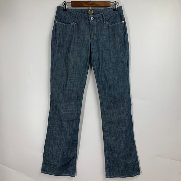 Earnest Sewn Women's Low Rise Classic 5 Pocket Mini Flare Jeans Size 28 - Picture 1 of 16